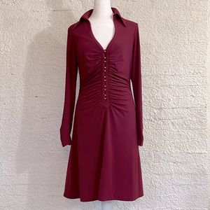 NWT Cache Long Sleeve Collared Midi Dress size medium